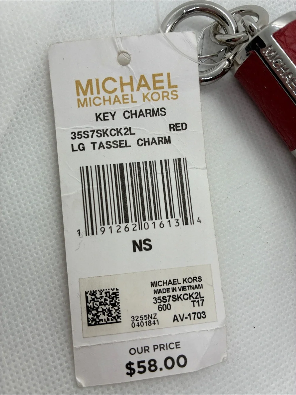 Michael Kors Burgundy Leather Tassel Key & Bag Charm